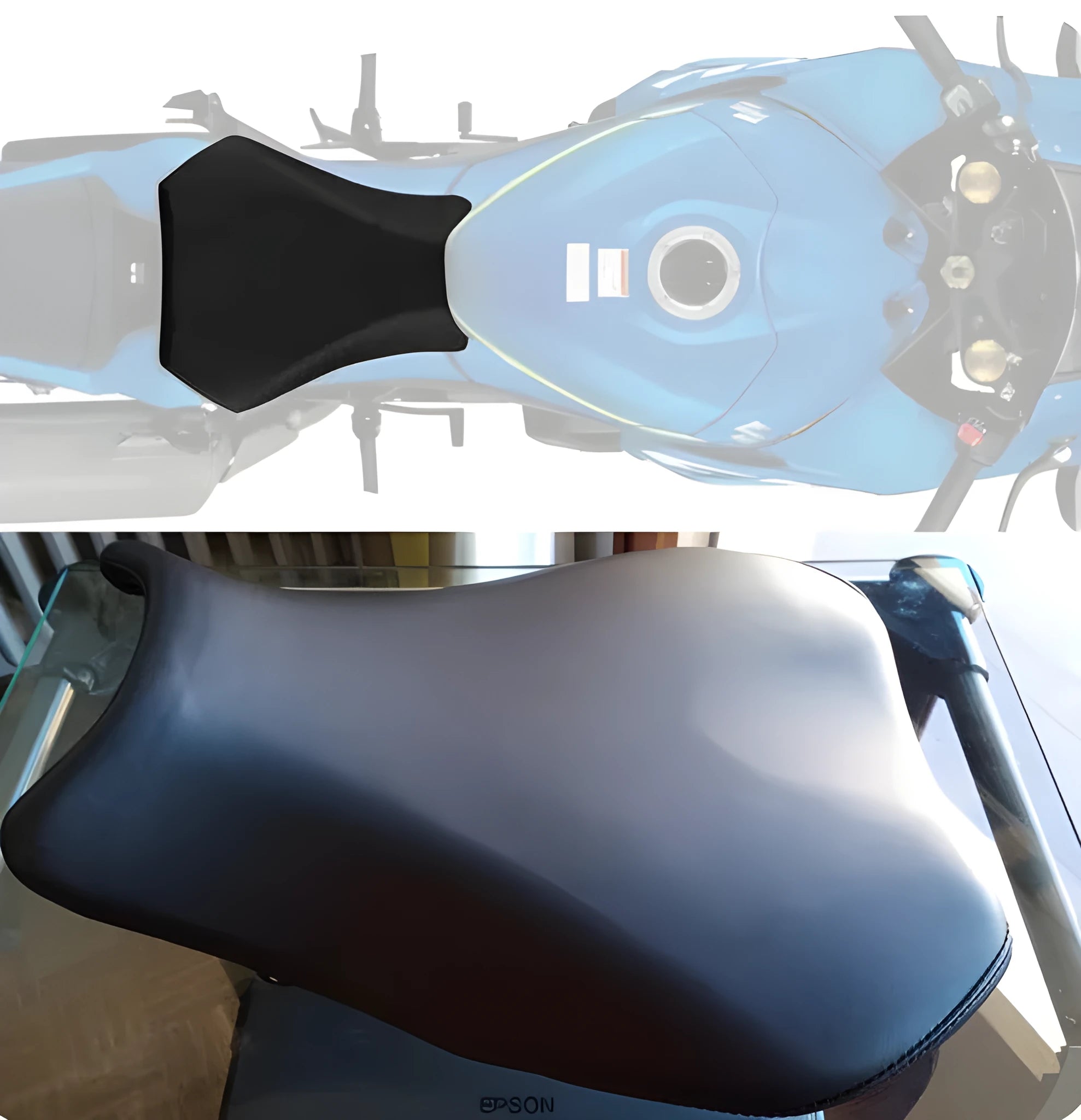 Black PU leather seat covers for Suzuki GSXR1000 motorcycle front and rear seats