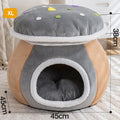 Mushroom-shaped cat nest in thick thermal plush rabbit fur with detachable design