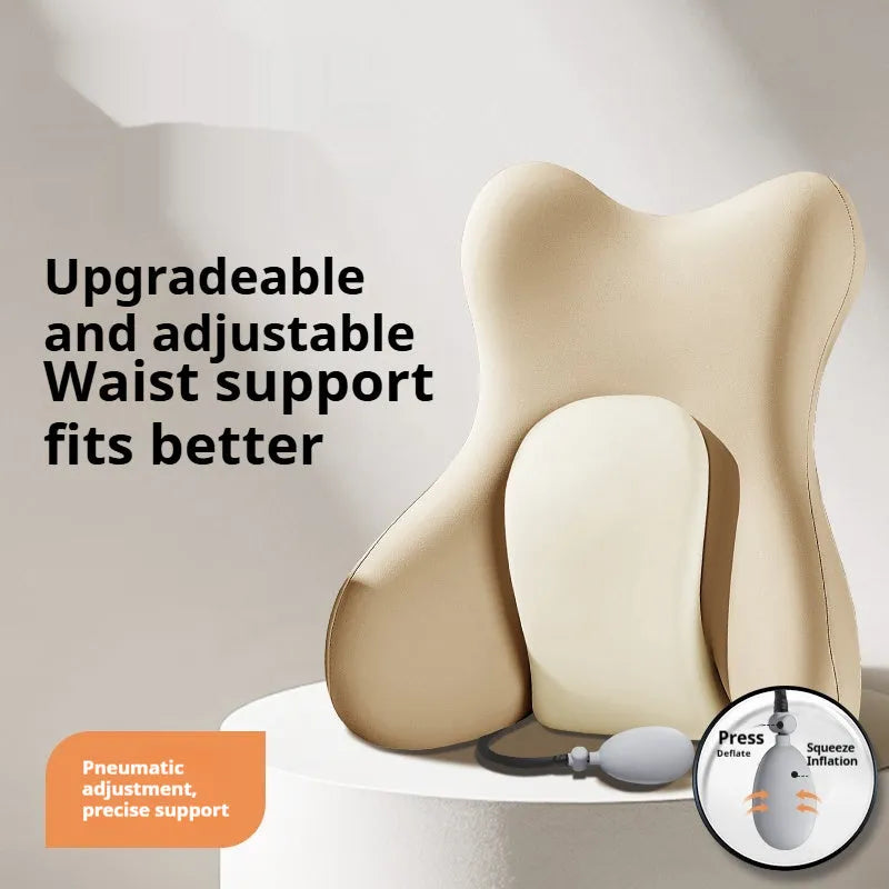 Ergonomic waist cushion in a solid colour with memory foam support and a removable cover.