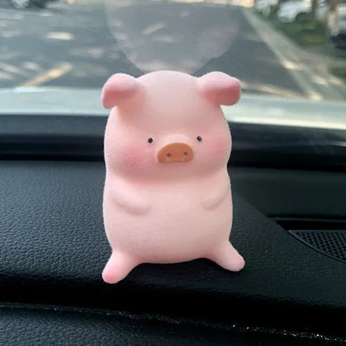 Colourful resin cartoon pig car ornament for dashboard decoration