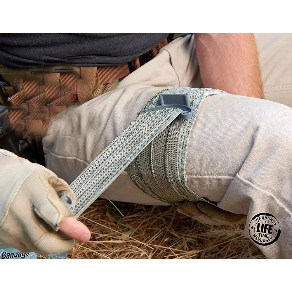 Simple portable outdoor hemostatic bandage and tactical gauze tape set shown with 4-inch and 6-inch size options.
