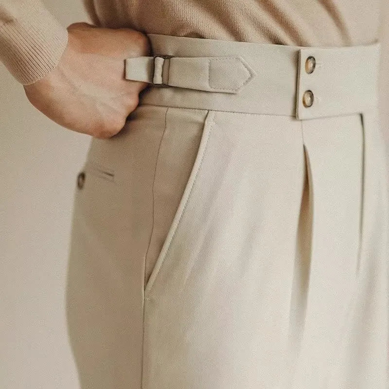 Slim fit straight leg suit trousers in apricot, black, or white for business formal wear.