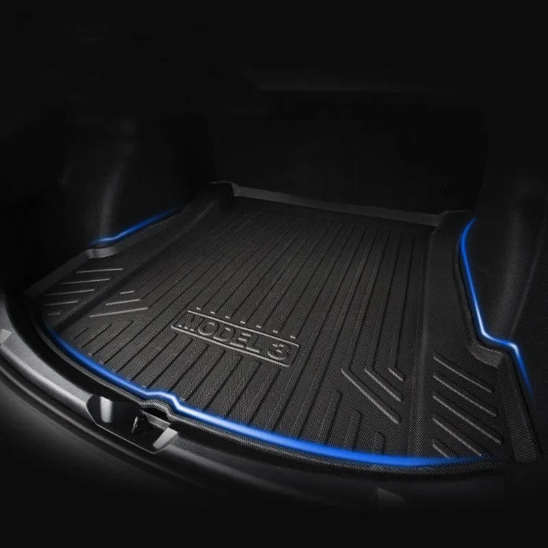 Rubber TPE floor mats designed for Tesla Model 3, Y, X, and S cars