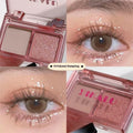 Cool two-tone eyeshadow palette showing pink and black matte shimmer shades