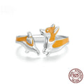 Silver electroplated corgi pet ring with cartoon design, model SCR1014E