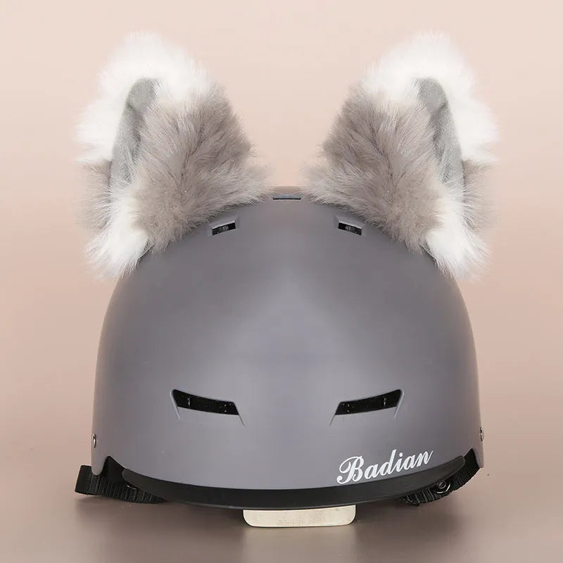 Cartoon character plush fabric helmet ear decoration cover for medium-sized helmets.