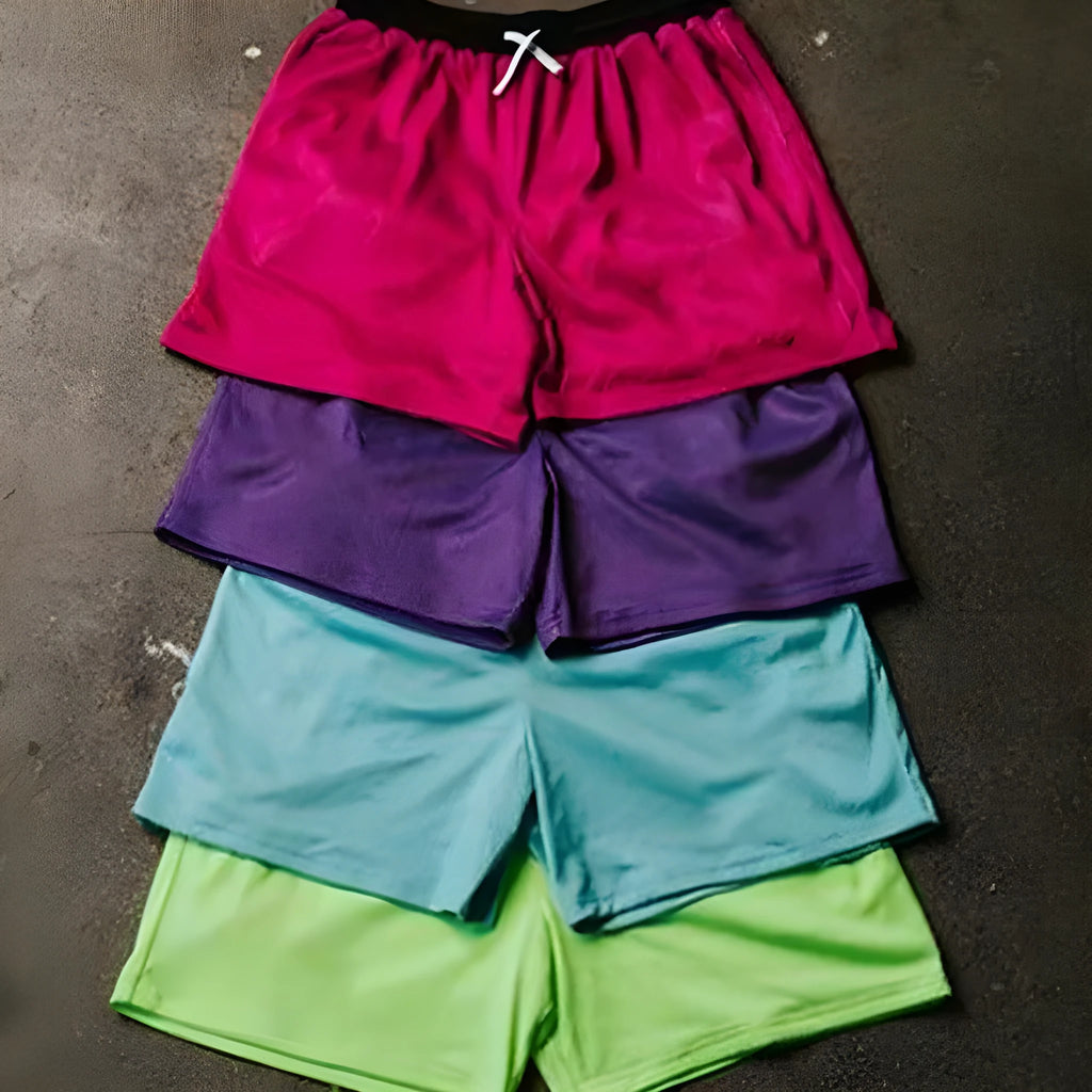 Men's solid-colour mesh quick-drying shorts in chemical fibre fabric for summer sports
