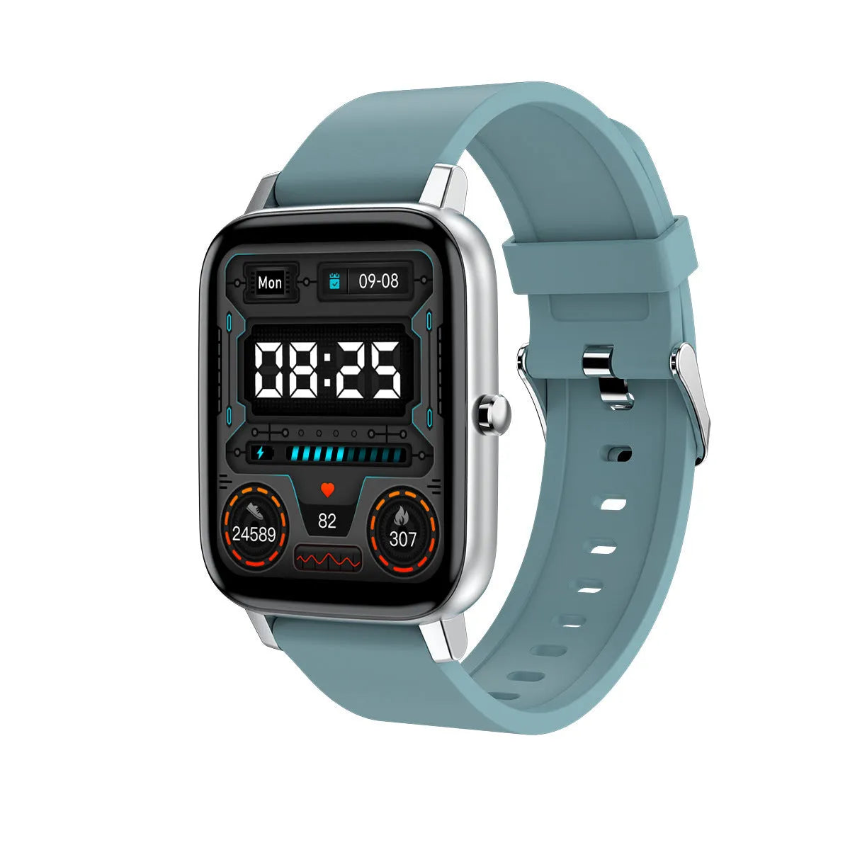 H80 black sports smart watch with silicone strap showing ECG and blood oxygen monitoring on screen