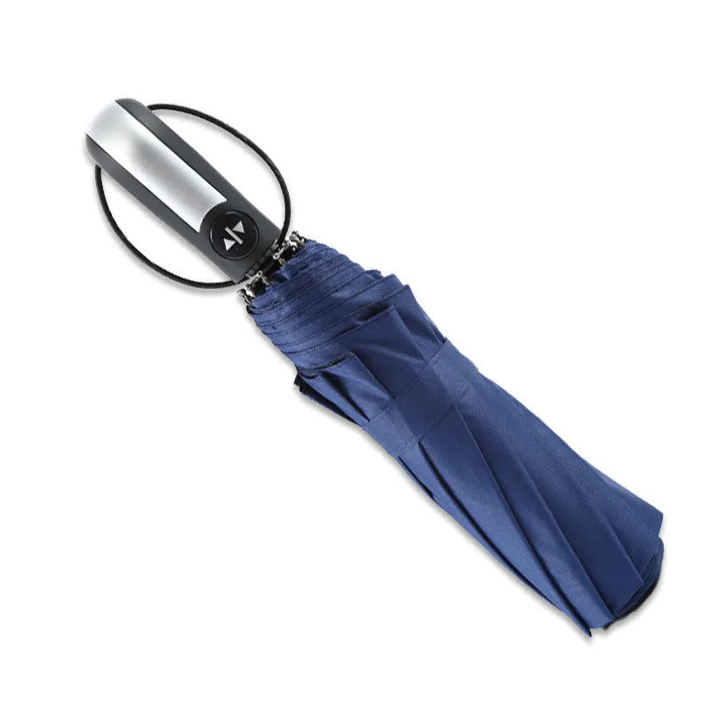 Large black business promotional umbrella with automatic opening and steel rib construction