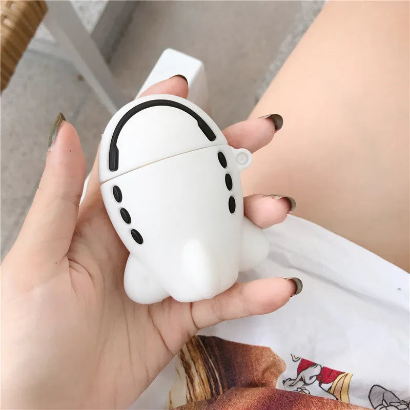 Cartoon aircraft headset silicone protective case for AirPods 1st and 2nd generation with hook