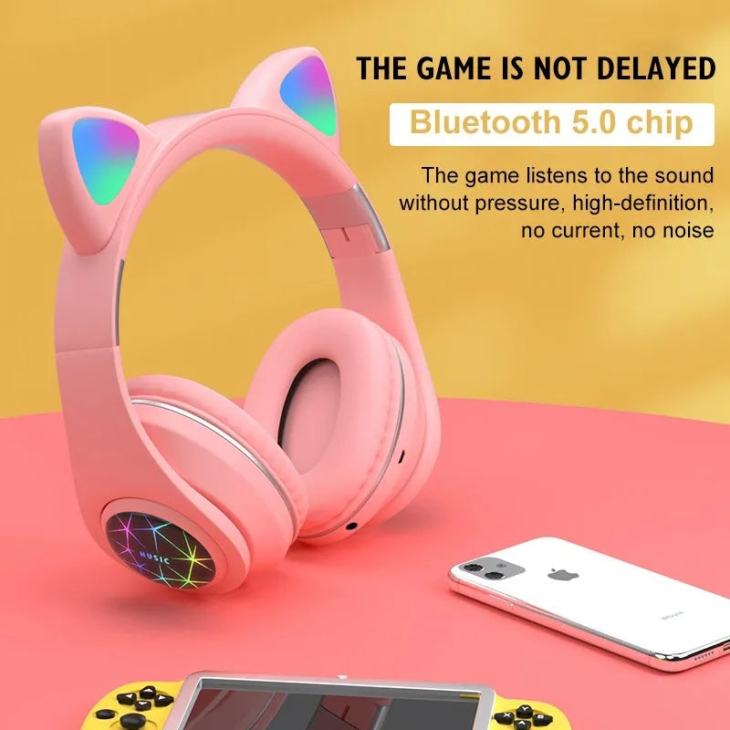 Cat ear wireless Bluetooth sports headset in six colour options with head-mounted design