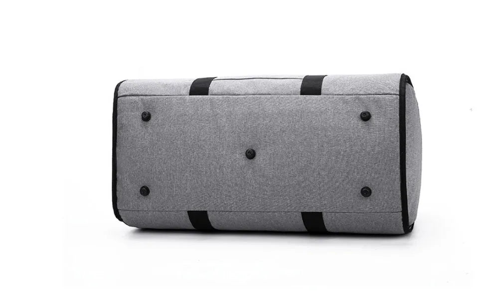 Medium cylinder travel bag in black Oxford cloth with zipper opening and internal pocket