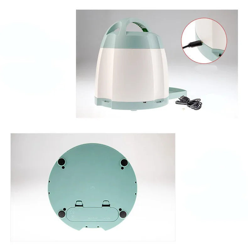 Light green automatic dog feeder with push button, USB powered, 20x20x24cm, non-toxic material