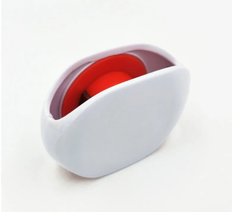 Automatic earphone cable winder retractor in PC ABS plastic, showing compact size and multiple colour options.
