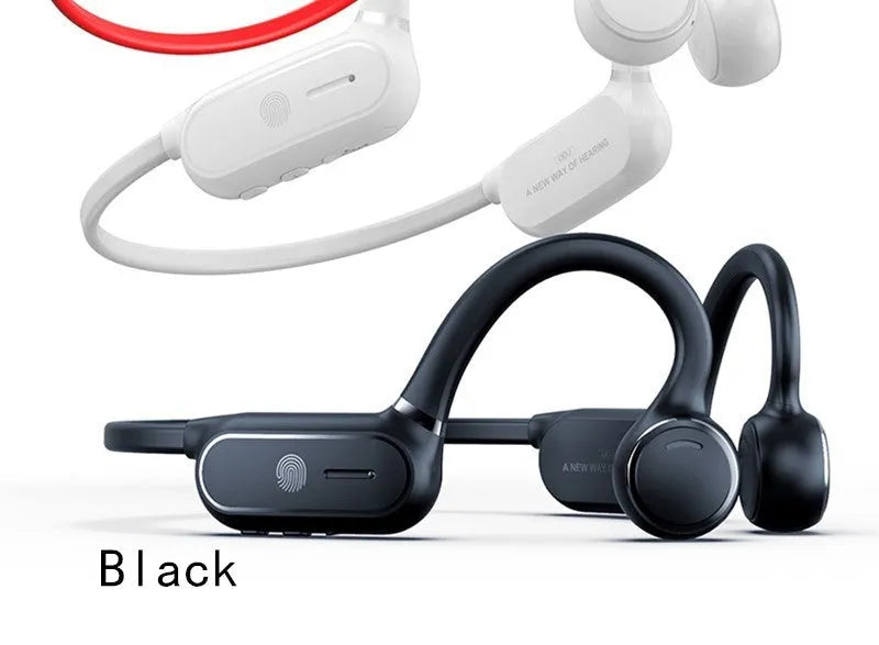 Black air conduction wireless earphone with ear-hook design and open speaker
