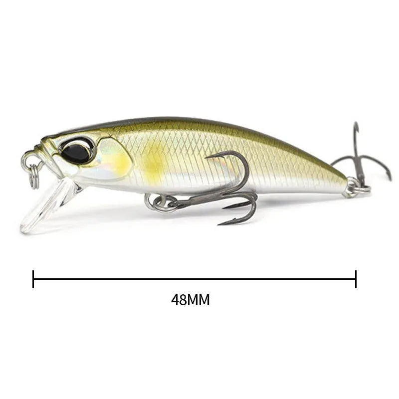 Japanese submerged mino hard plastic fishing lure, 48mm long, for mandarin fish and snakehead.