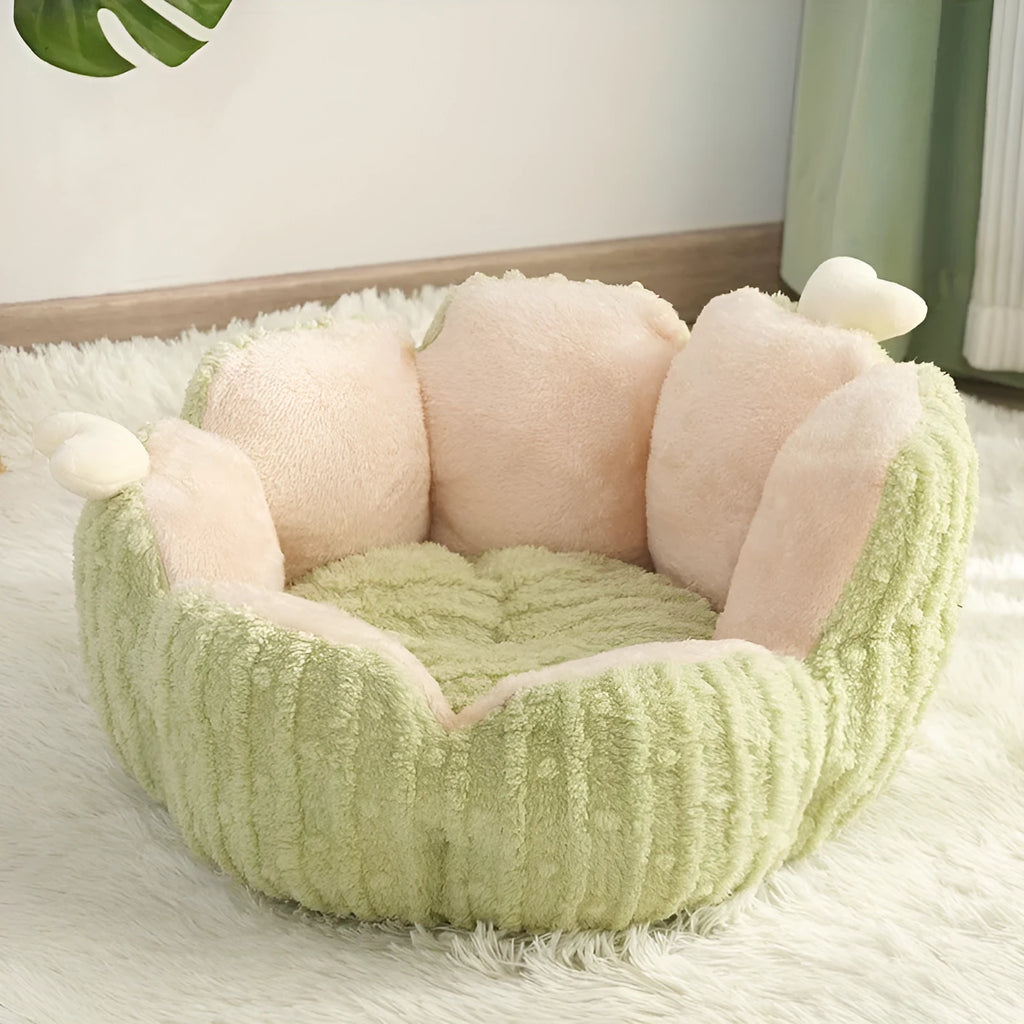 Purple cactus design cat litter kennel bed for indoor cats and small dogs
