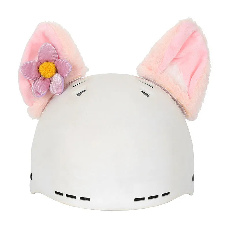 Cartoon character plush fabric helmet ear decoration cover for medium-sized helmets.