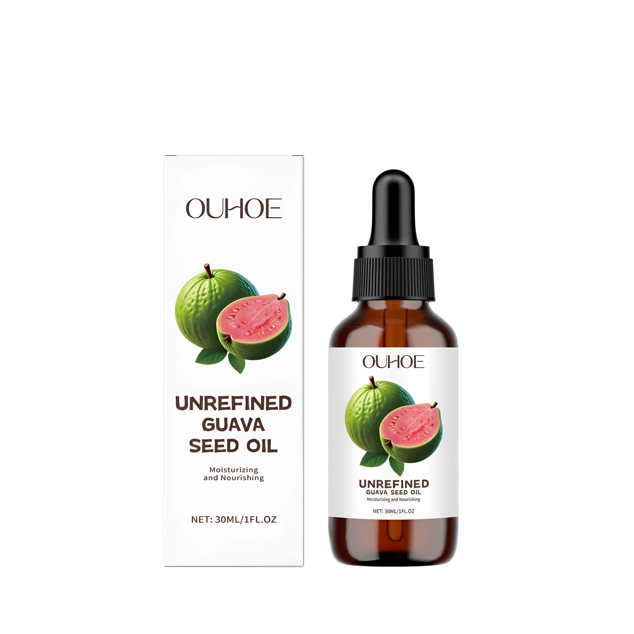 30ml bottle of Guava Seed Oil facial serum with glycerin and antioxidant ingredients
