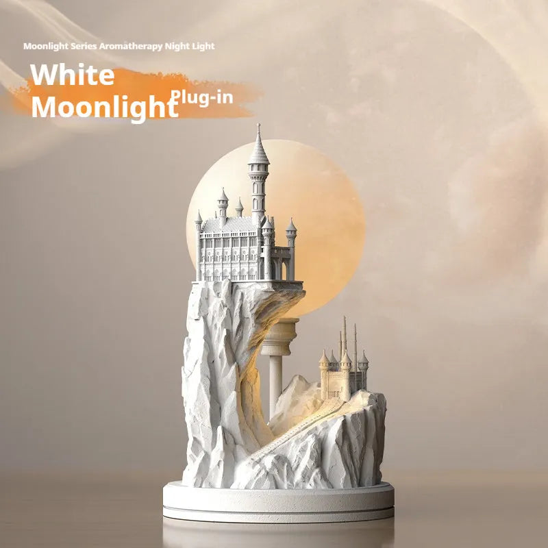 White composite gypsum table lamp with night light function on bedside table