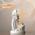 White composite gypsum table lamp with night light function on bedside table