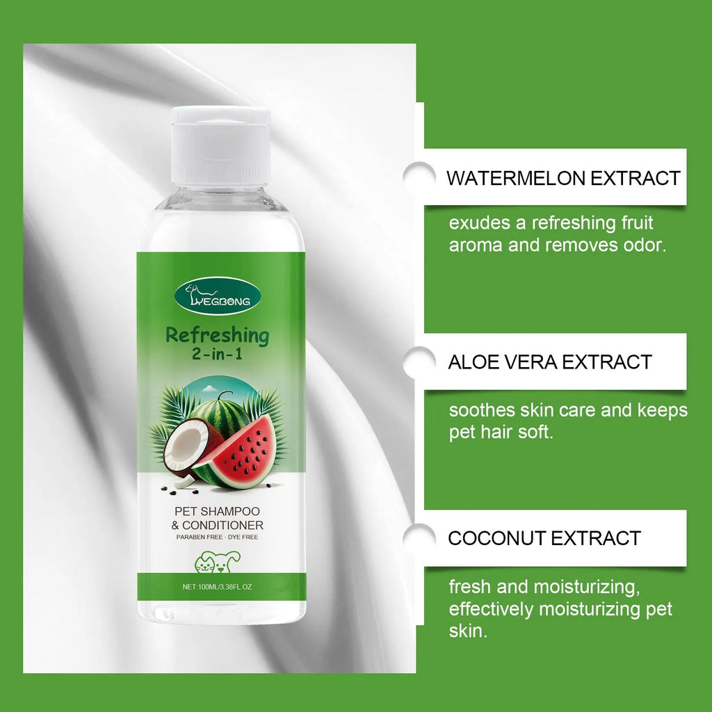 100ml pet 2-in-1 shampoo shower gel bottle with watermelon coconut extract formula