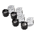 Handheld metal magnifying glass with optical glass lens for jewellery, stamp, and coin identification.