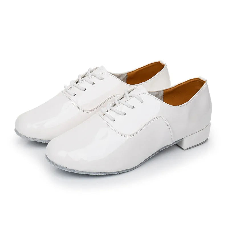 Men's black dancing shoes with calf leather soles for indoor dance and fitness activities