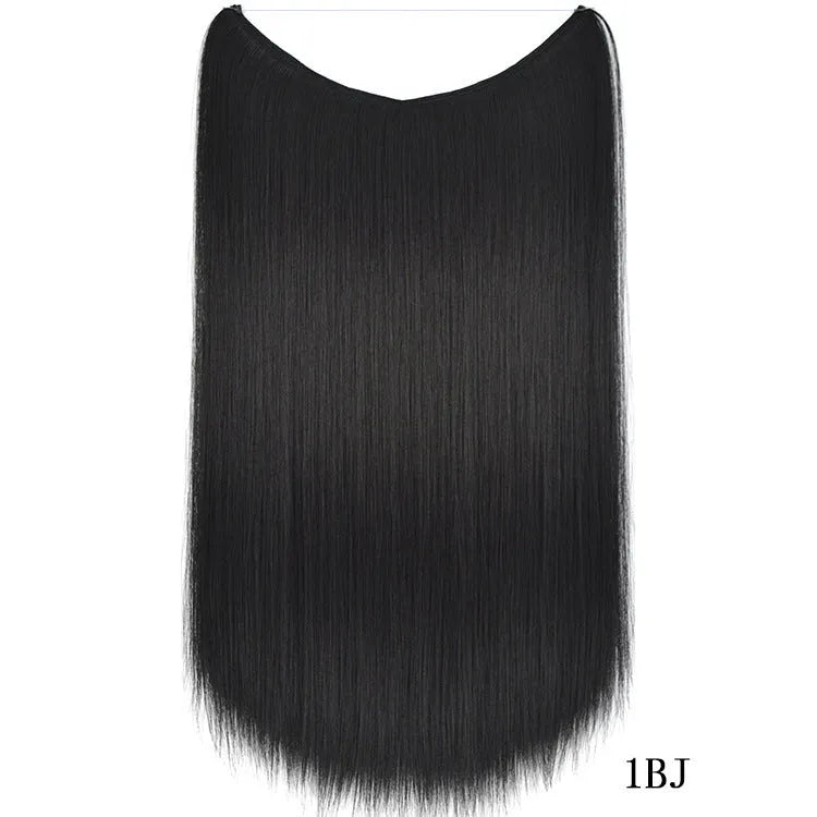 22 inch invisible wire hair extension, silky straight synthetic, 55cm long, 80g, no clips
