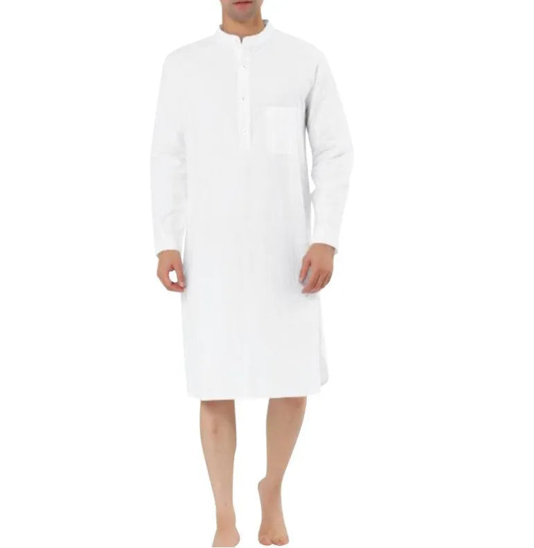 Men's cotton shirt robe in multiple colour options with Asian sizing from S to XXL