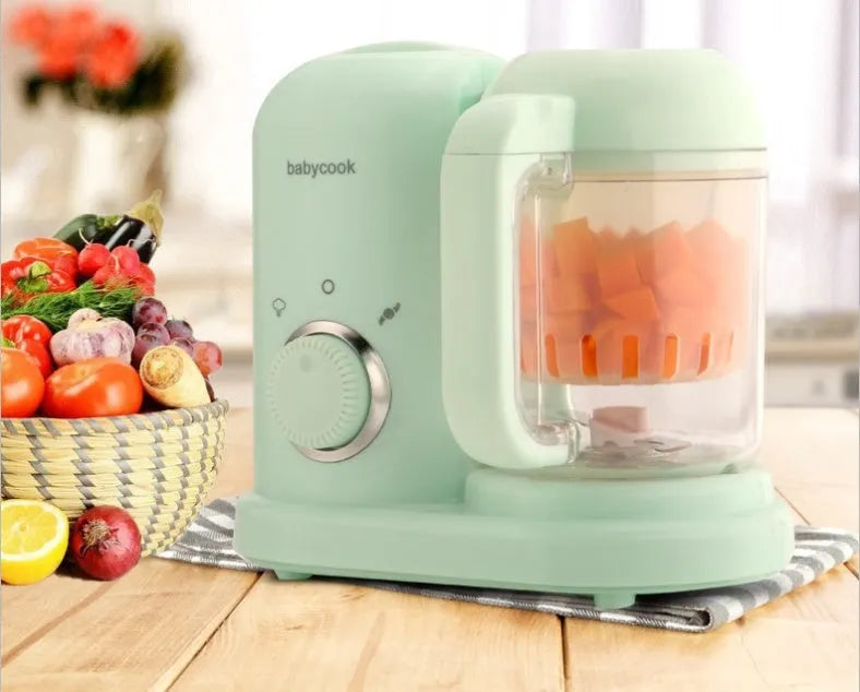 Green and pink baby food processor with steamer and blender functions, 10 litre capacity