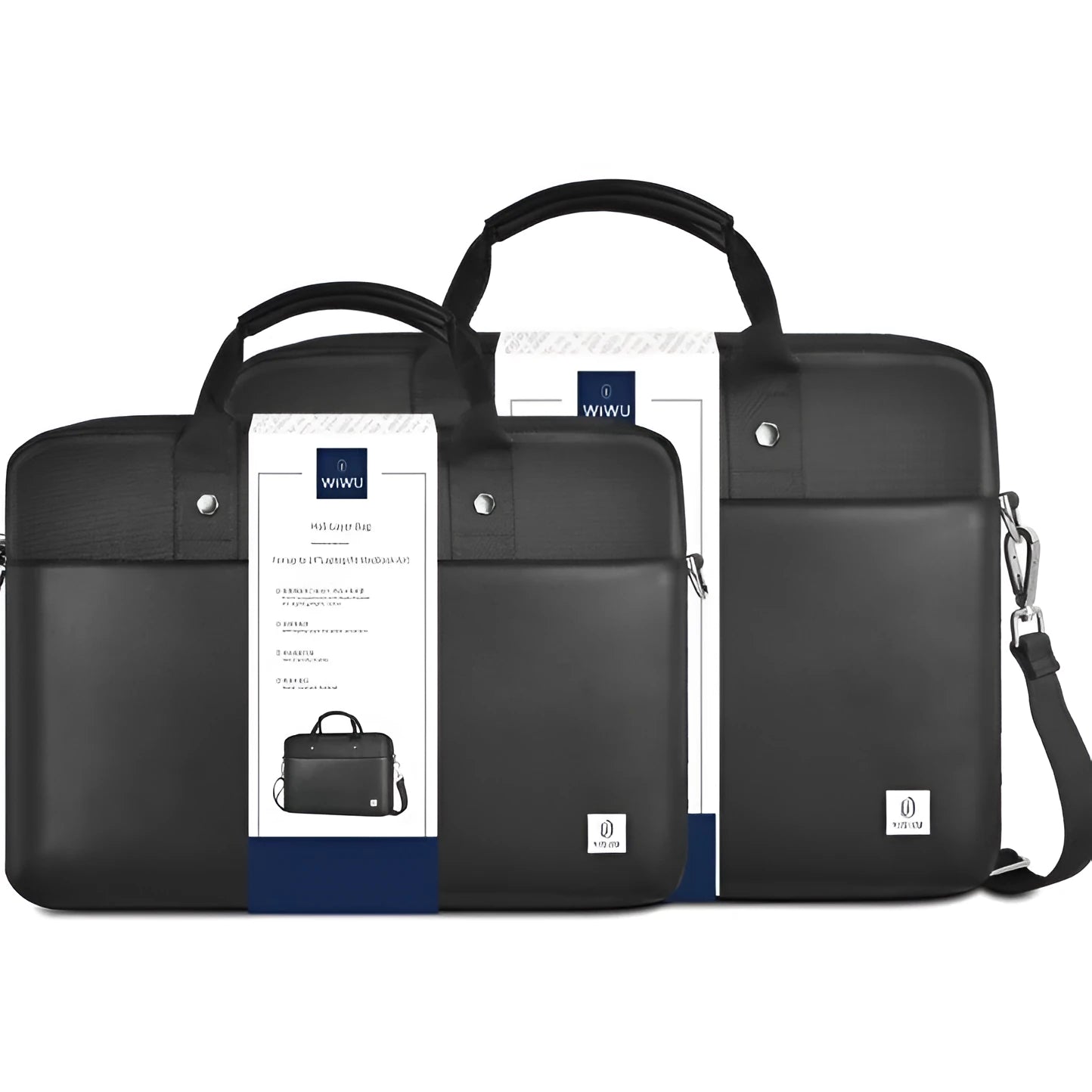 Black multi-pocket Oxford cloth laptop backpack showing organisers and lock, sized for 14-inch or 15.6-inch laptops.