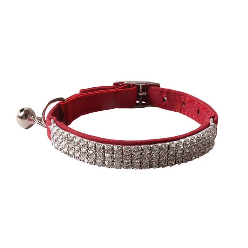 Flocked flannel cat collar with elastic buckle in six colour options