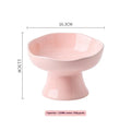 Anti-tumble large diameter ceramic cat bowl in pink, beige or sky blue, A B C D style pet tableware