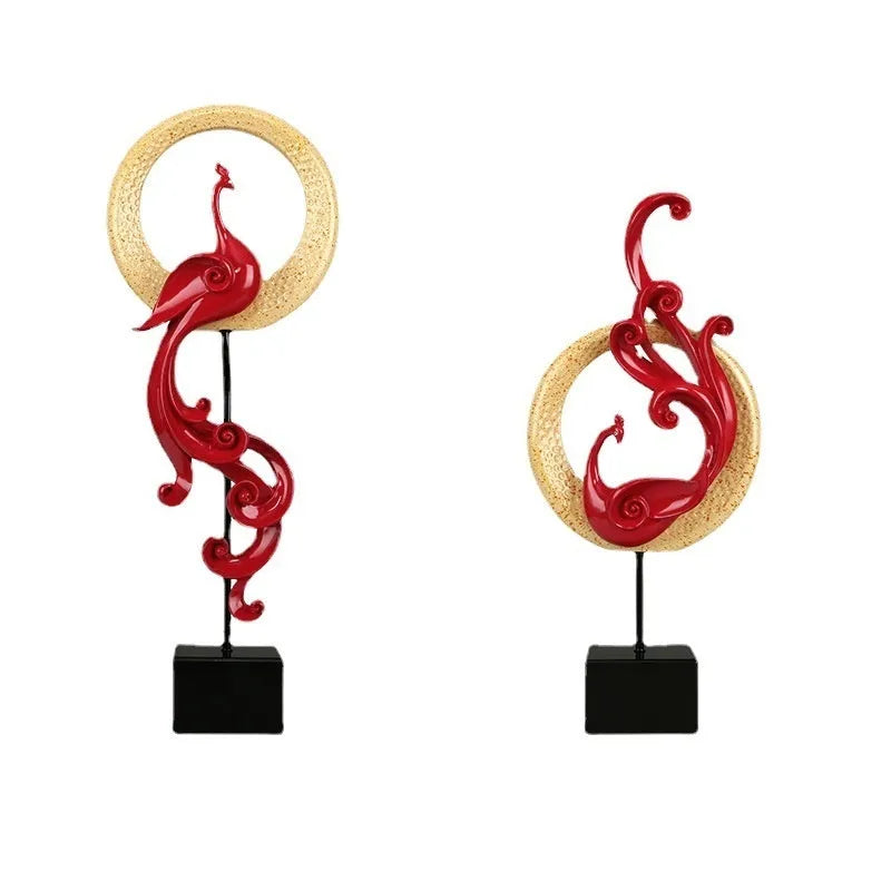 European style synthetic resin phoenix ornament in a choice of festive red, elegant silver, or rose gold colour.