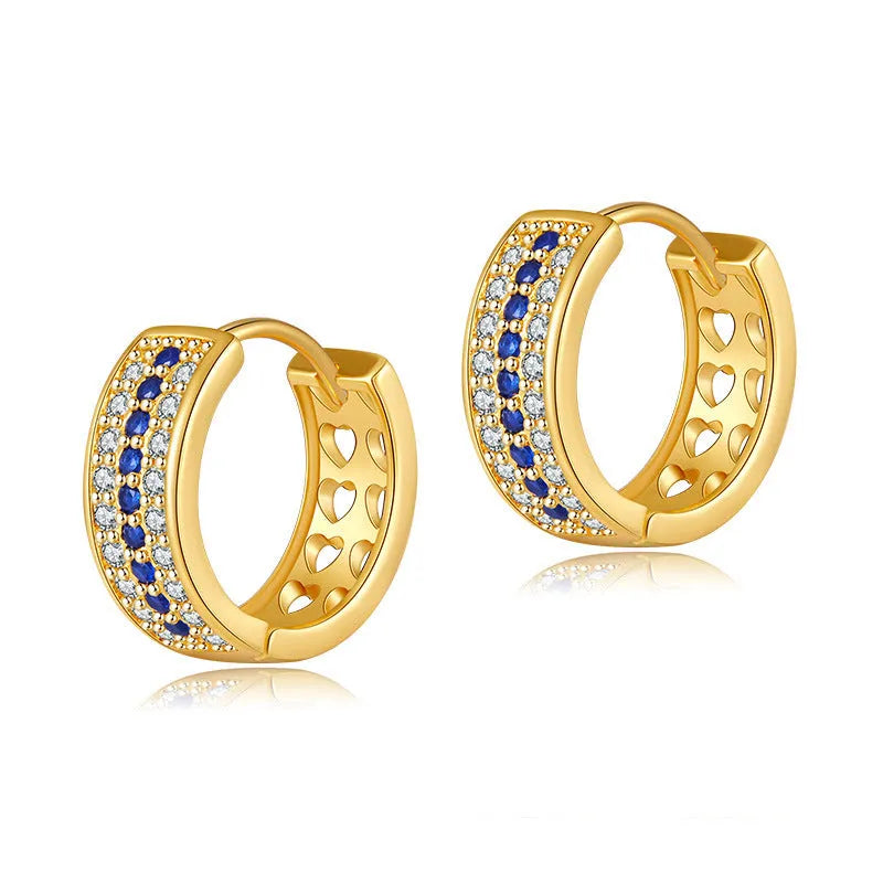 Round geometric women's earrings with copper electroplated KE1268 gold colour finish
