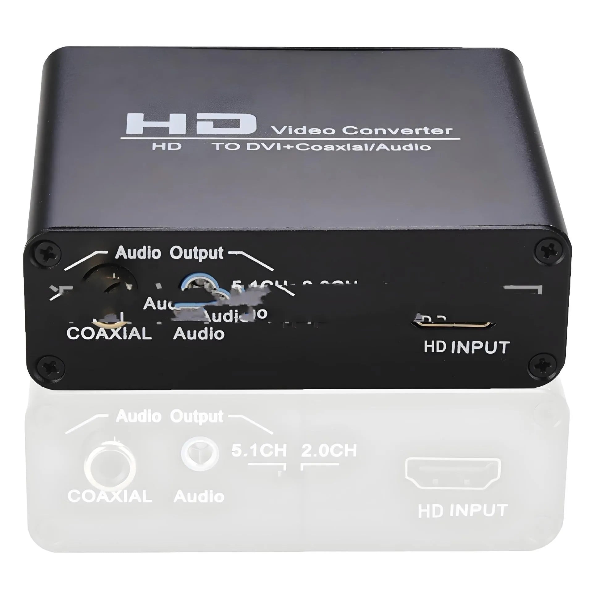 Black HDMI to DVI converter with coaxial audio output and 1.5 metre cable for 1080p monitor connection