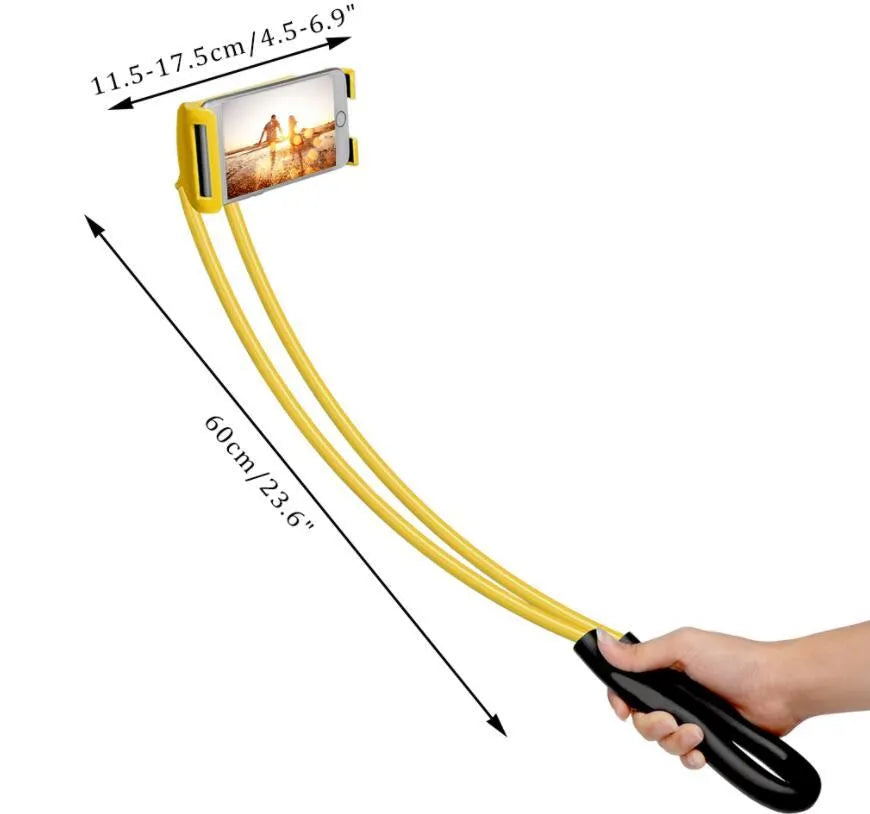White universal smartphone holder showing 360-degree rotation on a desk.