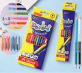 Wooden double-head colour pencil set for drawing, showing 12-piece and 6-piece configuration options.