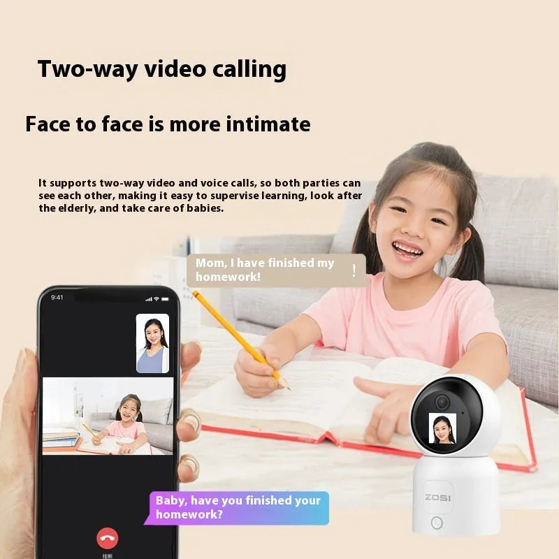 Zhou Shi wireless indoor security camera with large screen and plastic housing