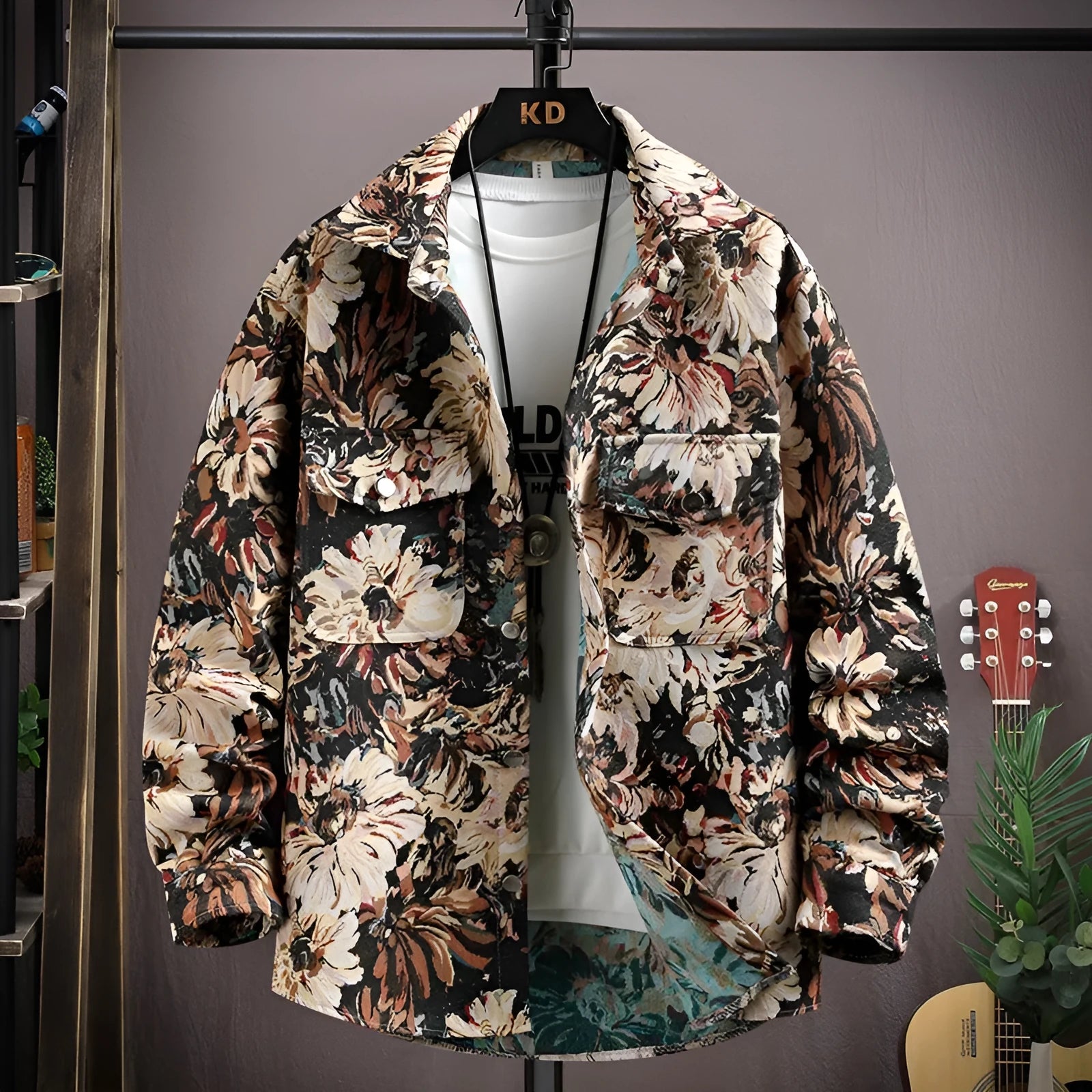 Casual lapel shirt coat in long sleeve design with straight hem, available in multiple colours