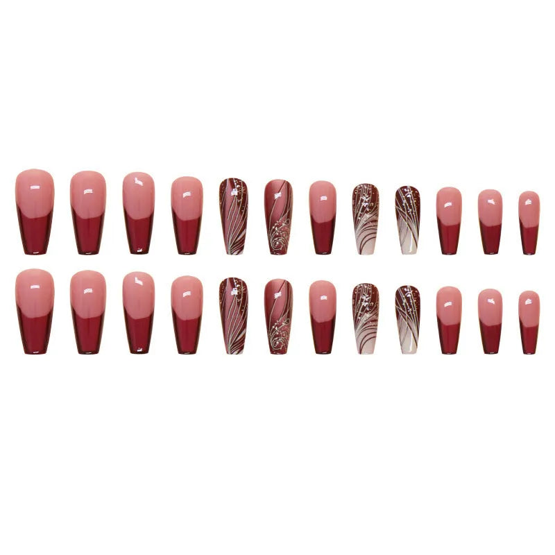 French line design fake nail stickers made from ABS plastic with included adhesive glue