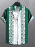 Men's plaid short-sleeved cardigan shirt in a contrast colour, loose fit, on a hanger.