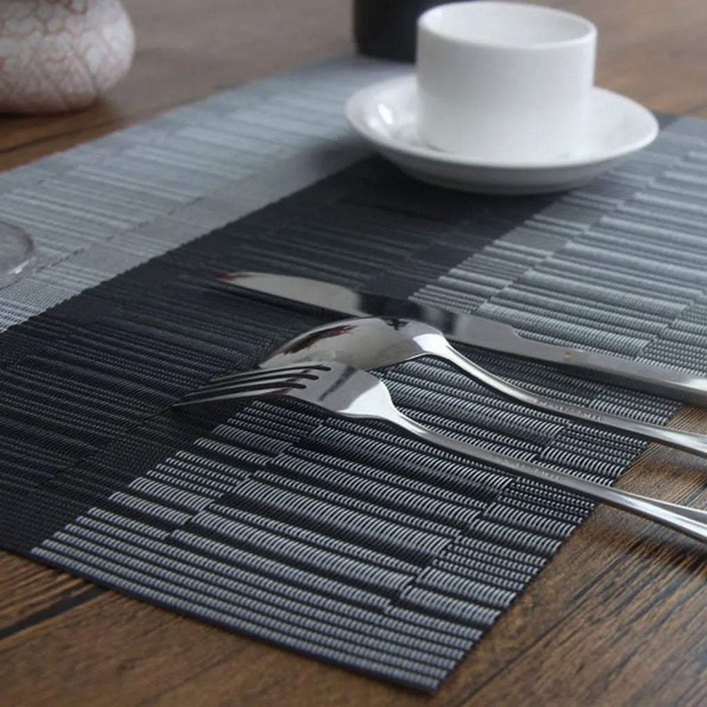 PVC non-slip sink mat in gradient bamboo colour on kitchen counter