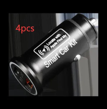 Black car GPS locator with magnetic base for cigarette lighter connection in vehicle