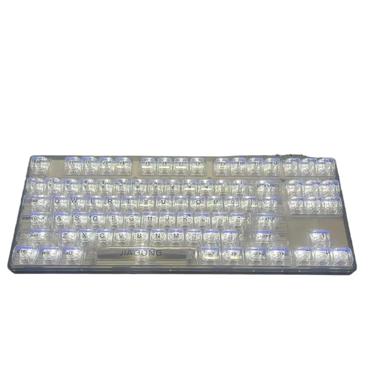 132 transparent plastic key caps for mechanical keyboard customisation with RGB lighting