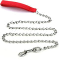 Heavy duty metal dog leash chain with soft padded handle in black colour