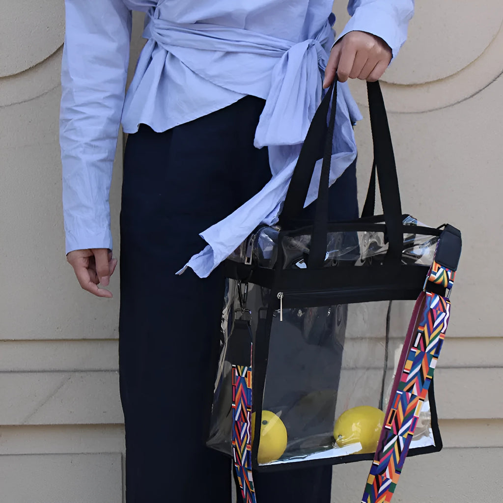Transparent PVC women's messenger bag with double shoulder straps and three-dimensional outer pocket