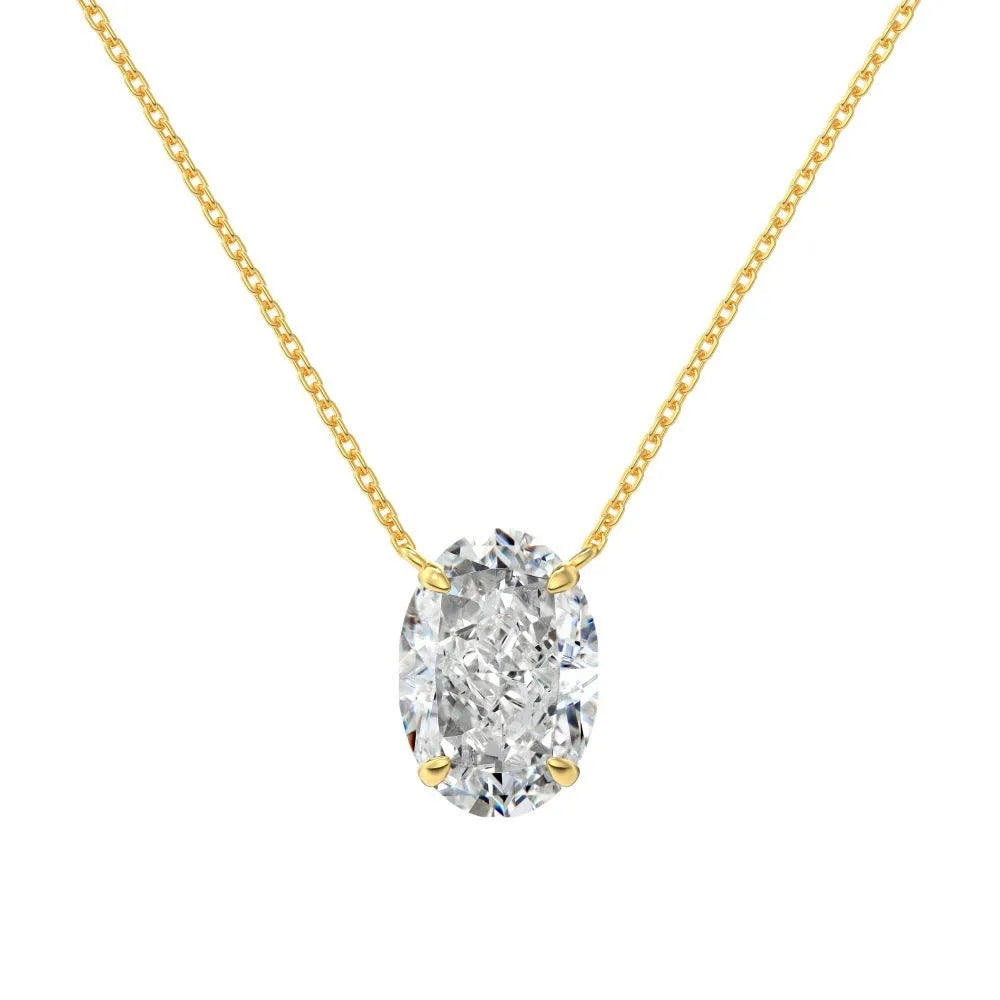 Women's 925 sterling silver necklace with geometric oval ice flower pendant in gold or platinum plating