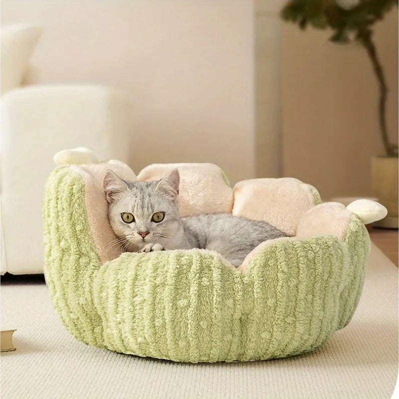 Purple cactus design cat litter kennel bed for indoor cats and small dogs